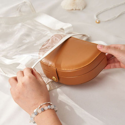 Double-Layer PU Leather Jewelry Box, Portable Compartment Storage Case for Necklaces, Earrings, and Rings—Gray
