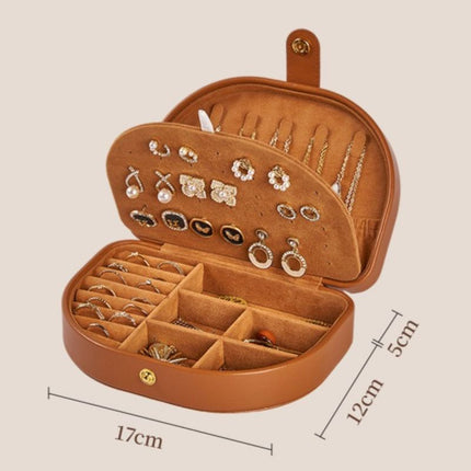 Double-Layer PU Leather Jewelry Box, Portable Compartment Storage Case for Necklaces, Earrings, and Rings—Gray
