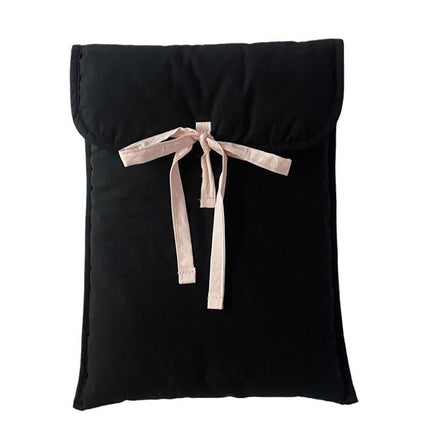 1PC Ballet Pink Bow Quilted Laptop & Tablet Sleeve – Fits 11-inch – Black
