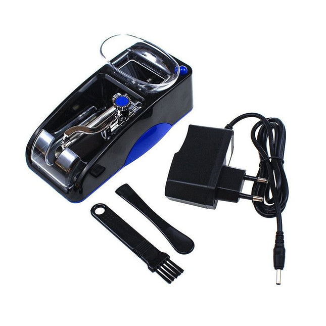 Electric Automatic Cigarette Rolling Machine Portable Tobacco Injector Roller with Power Adapter & Cleaning Tools-blue