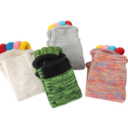 Five Toe Separator Yoga Socks Non Slip Open Toe Pilates Barre Foot Socks Breathable Stretch Studio Workout Socks-Green