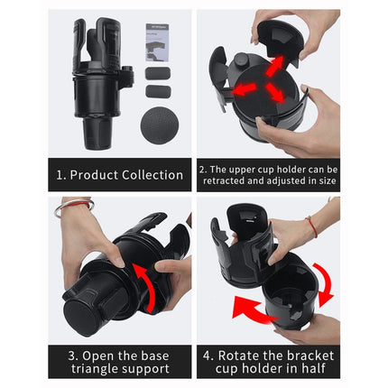 Large Size Car Cup Holder Expander Adjustable Wide Mouth Vehicle Drink Bottle Holder Multifunctional Car Storage Organizer