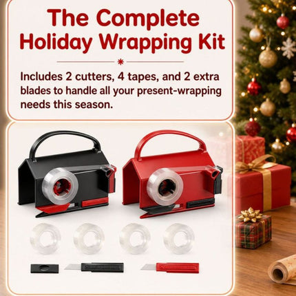 Gift Wrapping Paper Cutter Portable Wrap Dispenser Cutting Tool For Christmas Present Packaging-black