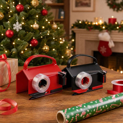Gift Wrapping Paper Cutter Portable Wrap Dispenser Cutting Tool For Christmas Present Packaging-red