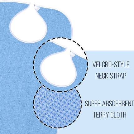 Waterproof Elderly Dining Bib With Food Catcher Pocket Reusable Washable Mealtime Protector For Adults