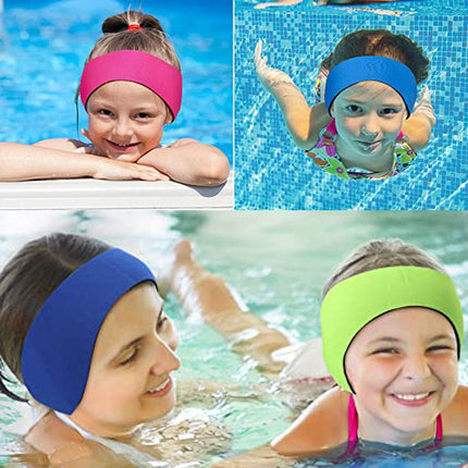 Waterproof Swimming Ear Protection Headband Neoprene Adjustable Hair Band For Shower Pool Kids Adults-Red