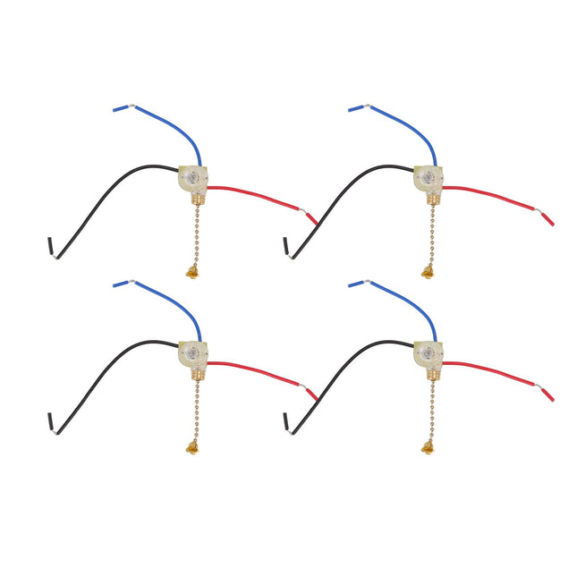 4Pcs Ceiling Fan Light Switch Replacement Lamp Pull Chain Switch 3 Wire Ceiling Fan Lamp Switch 250V 125V Gold
