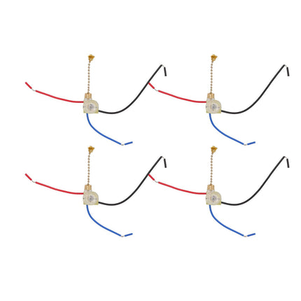 4Pcs Ceiling Fan Light Switch Replacement Lamp Pull Chain Switch 3 Wire Ceiling Fan Lamp Switch 250V 125V Gold