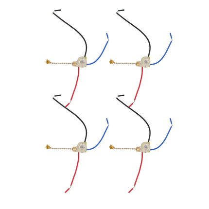 4Pcs Ceiling Fan Light Switch Replacement Lamp Pull Chain Switch 3 Wire Ceiling Fan Lamp Switch 250V 125V Gold