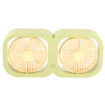 Double Head Desktop Fan 2 Speed Adjustment USB Cooling Fan with Battery For Office Bedroom Dorm Classroom Summer Gift Melon Green
