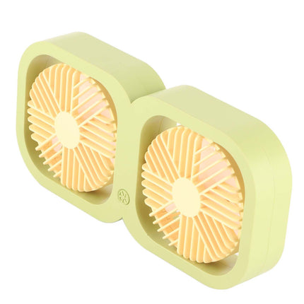 Double Head Desktop Fan 2 Speed Adjustment USB Cooling Fan with Battery For Office Bedroom Dorm Classroom Summer Gift Melon Green