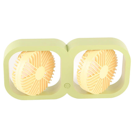 Double Head Desktop Fan 2 Speed Adjustment USB Cooling Fan with Battery For Office Bedroom Dorm Classroom Summer Gift Melon Green
