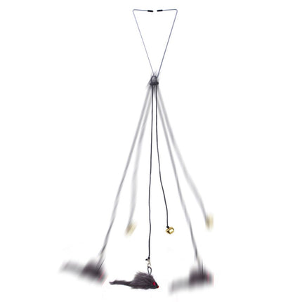 Automatic Cat Toy with Adjustable Elastic Rope Pet Toy Door Window Hanging Mouses Self Playing Toys for Cats