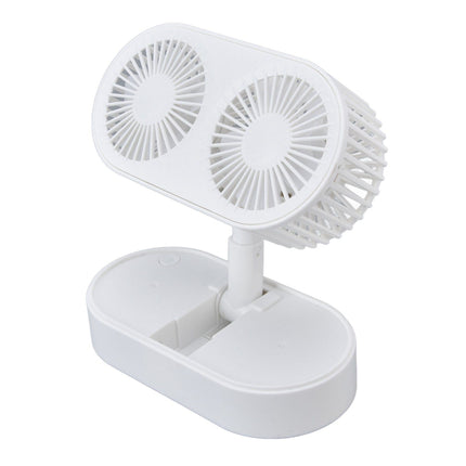 Desktop Double Fan Dual Motor 135° Angle Adjustable Handheld Fan Three Levels Adjustable Low Noise Operation Fan for OfficeWhite
