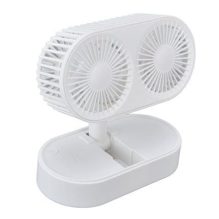 Desktop Double Fan Dual Motor 135° Angle Adjustable Handheld Fan Three Levels Adjustable Low Noise Operation Fan for OfficeWhite