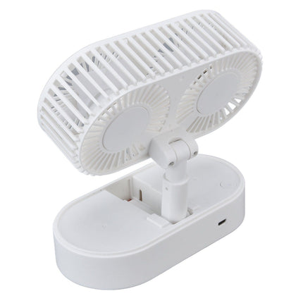 Desktop Double Fan Dual Motor 135° Angle Adjustable Handheld Fan Three Levels Adjustable Low Noise Operation Fan for OfficeWhite