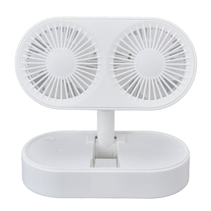 Desktop Double Fan Dual Motor 135° Angle Adjustable Handheld Fan Three Levels Adjustable Low Noise Operation Fan for OfficeWhite