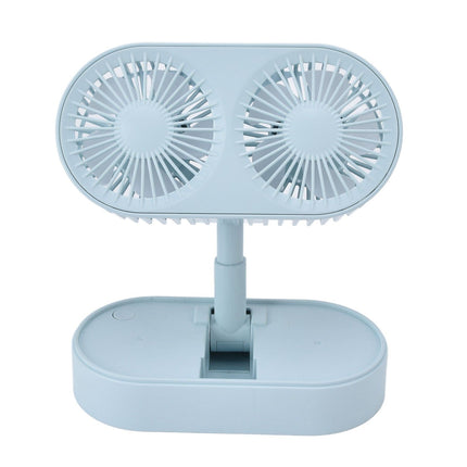 Desktop Double Fan Dual Motor 135° Angle Adjustable Handheld Fan Three Levels Adjustable Low Noise Operation Fan for OfficeBlue