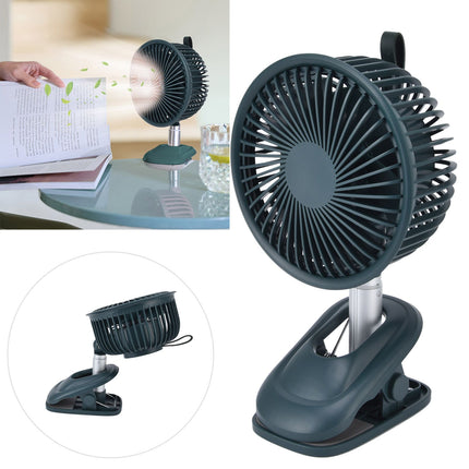Clip On Fan 360 Degrees Adjustment Clip On USB Charging 3 Speed Modes Strong Airflow Sturdy Clamp Small Desk Fan Green