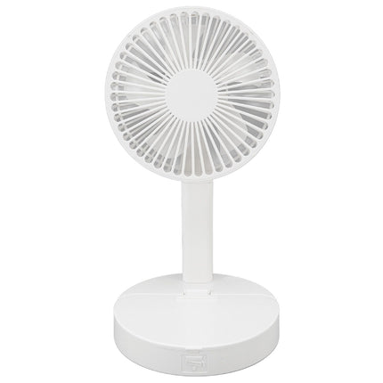 USB Desktop Fan Foldable Rechargeable Battery Makeup Mirror Function Bottom Silicone 3 Speeds White Mini Fan