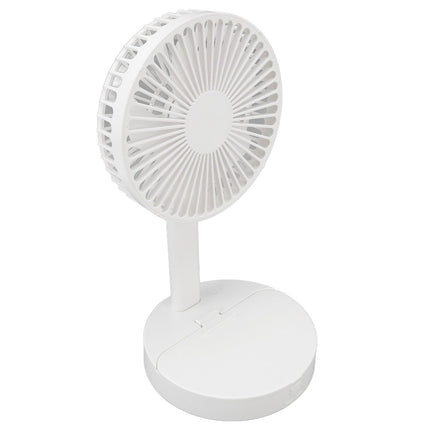 USB Desktop Fan Foldable Rechargeable Battery Makeup Mirror Function Bottom Silicone 3 Speeds White Mini Fan