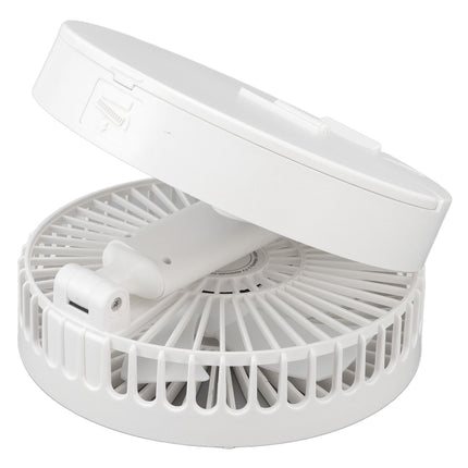USB Desktop Fan Foldable Rechargeable Battery Makeup Mirror Function Bottom Silicone 3 Speeds White Mini Fan