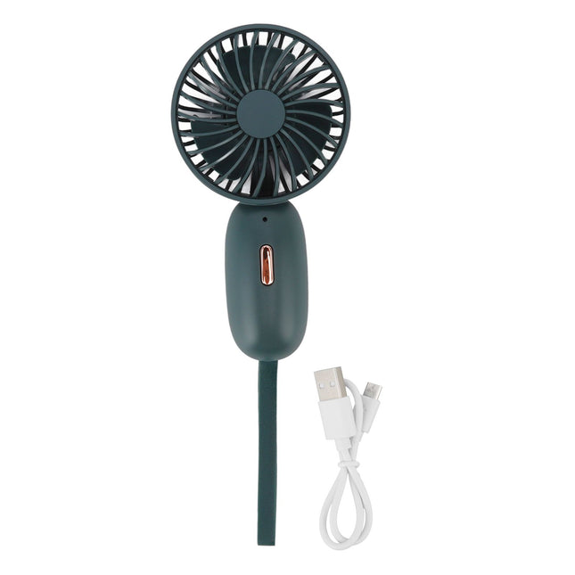 Handheld Fan USB Charging 3 Speeds Portable Size 500mAh Battery Strong Power Mini Portable Fan for Home Office Travel Green