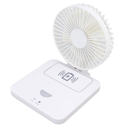 USB Desk Fan Support Wireless Phone Charging Dimmable Night Light 3 Speeds 180 Degrees Adjustable Small Desk Fan
