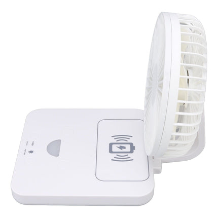 USB Desk Fan Support Wireless Phone Charging Dimmable Night Light 3 Speeds 180 Degrees Adjustable Small Desk Fan