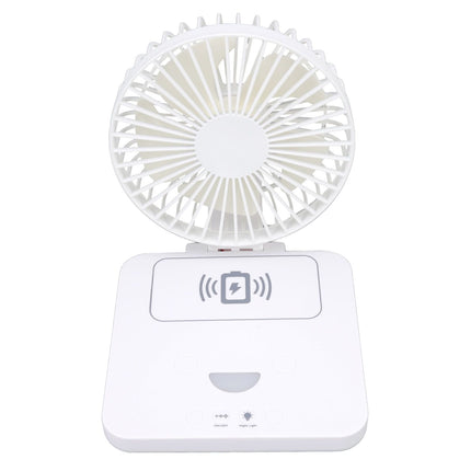 USB Desk Fan Support Wireless Phone Charging Dimmable Night Light 3 Speeds 180 Degrees Adjustable Small Desk Fan