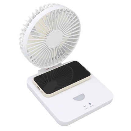 USB Desk Fan Support Wireless Phone Charging Dimmable Night Light 3 Speeds 180 Degrees Adjustable Small Desk Fan