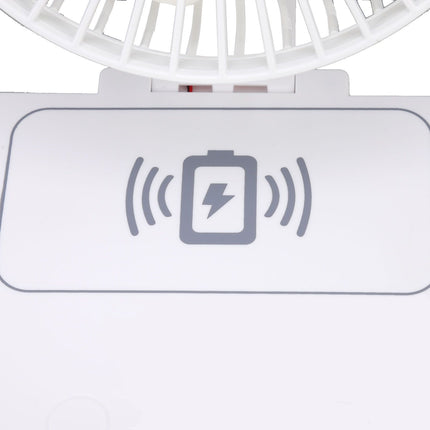 USB Desk Fan Support Wireless Phone Charging Dimmable Night Light 3 Speeds 180 Degrees Adjustable Small Desk Fan