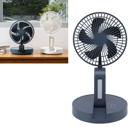 Desktop Folding Fan 3 Speeds USB Rechargeable Punch Free Electric Desktop Oscillating Fan for Home Office Blue