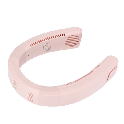 Neck Fan USB Charging 80 Holes 4000 to 5500rpm High Poly Wind Wearable Fan Portable Fan for Household Outdoor Pink