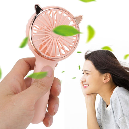 Cat Ears Handheld Fan 3 Levels USB Charging Mini Portable Handheld USB Fan for Outdoor Activities Travelling Pink