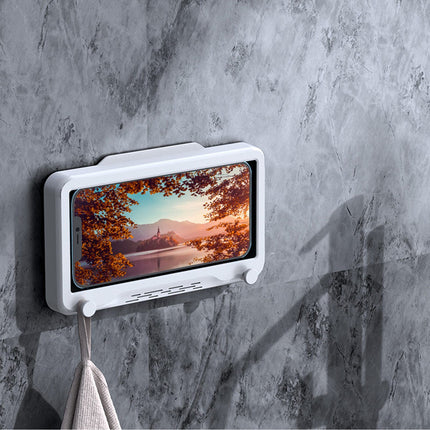 Wall Mount Phone Holder Waterproof Touch Screen Phone Case Stand for Bathroom Kitchen Mirror Bathtub