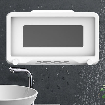 Shower Cell Phone Holder Bathroom 360 Degree Rotatable Drill Free Waterproof Wall Mounted Cell Phone Case White
