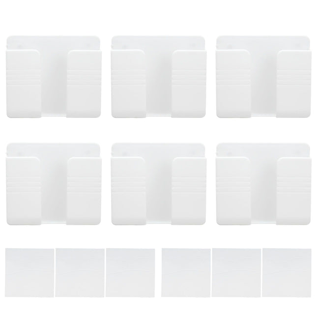 6Pcs Wall Mount Phone Holder Universal Adhesive Mobile Phone Charging Stand for Home Bedroom BathroomWhite