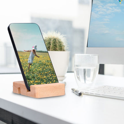 Phone Stand Wooden Compact Durable Universal Simple Stylish Modern Phone Holder for Home OfficeSquare Double Slot