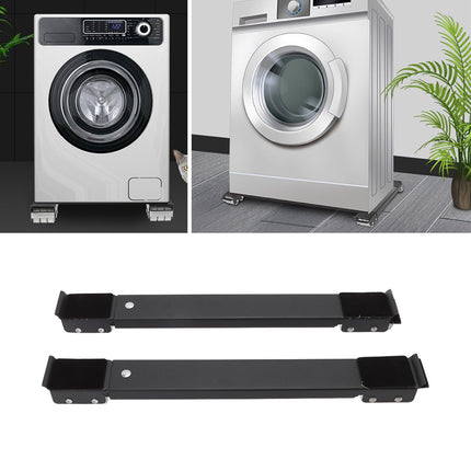 2pcs Furniture Appliance Roller Steel 300kg Load Bearing Stretchable Machine Moving Base for Dishwasher Black