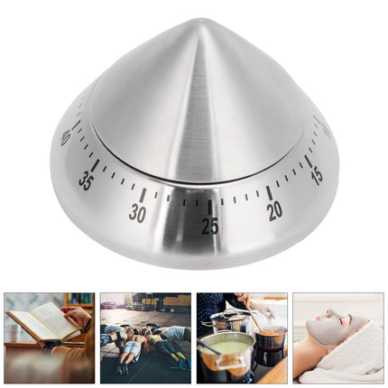 Kitchen Cooking Timer Stainless Steel Mechanical Timer Reminder Time Management Tools(PointedShaped )