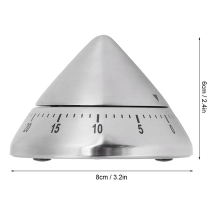 Kitchen Cooking Timer Stainless Steel Mechanical Timer Reminder Time Management Tools(PointedShaped )