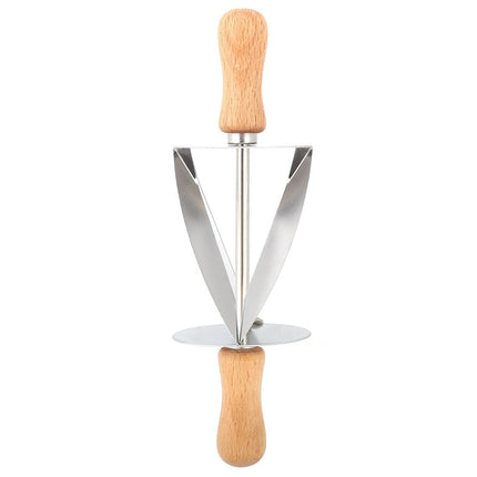 Stainless Steel Croissant Rolling Cutter Bread Dough Pastry Making Tool with Wooden Handle