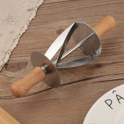 Stainless Steel Croissant Rolling Cutter Bread Dough Pastry Making Tool with Wooden Handle