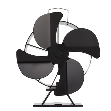 Heat Powered Stove Fan Aluminum Alloy 4 Blades Strong Wind Fireplace Fan for Home