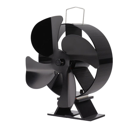 Heat Powered Stove Fan Aluminum Alloy 4 Blades Strong Wind Fireplace Fan for Home
