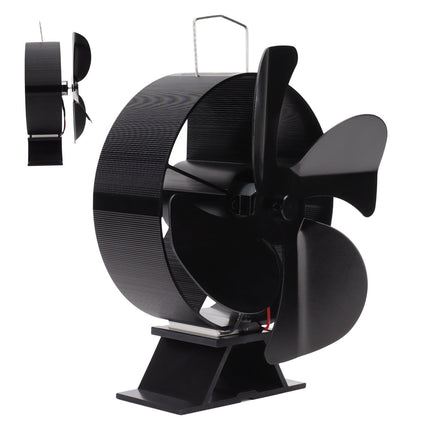Heat Powered Stove Fan Aluminum Alloy 4 Blades Strong Wind Fireplace Fan for Home