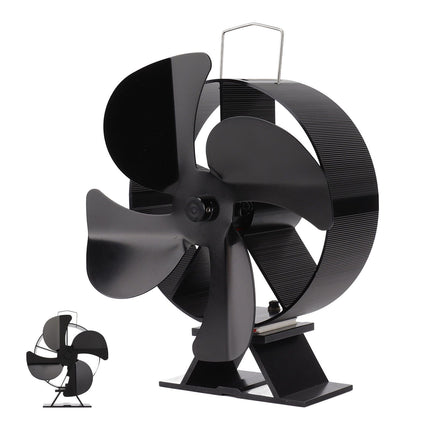 Heat Powered Stove Fan Aluminum Alloy 4 Blades Strong Wind Fireplace Fan for Home