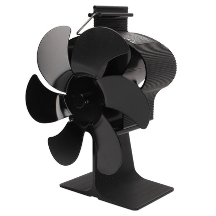 6 Blades Heat Powered Stove Fan Non Electric Self Starting Fireplace Fan High Temperature Resistant Fan Crown Black