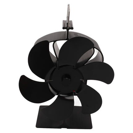 6 Blades Heat Powered Stove Fan Non Electric Self Starting Fireplace Fan High Temperature Resistant Fan Crown Black